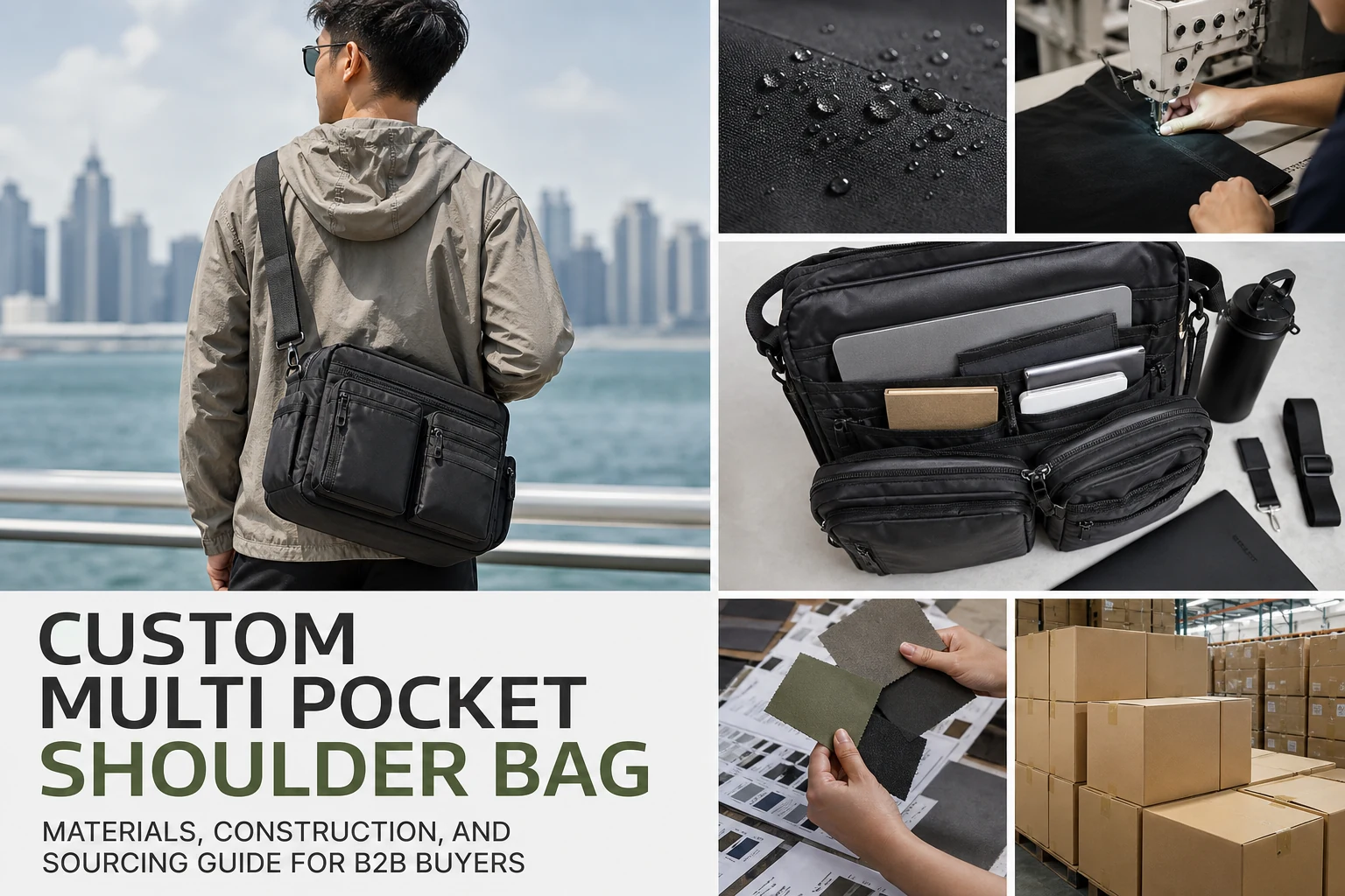 Custom Multi Pocket Shoulder Bag | OEM Manufacturer | Elandmake