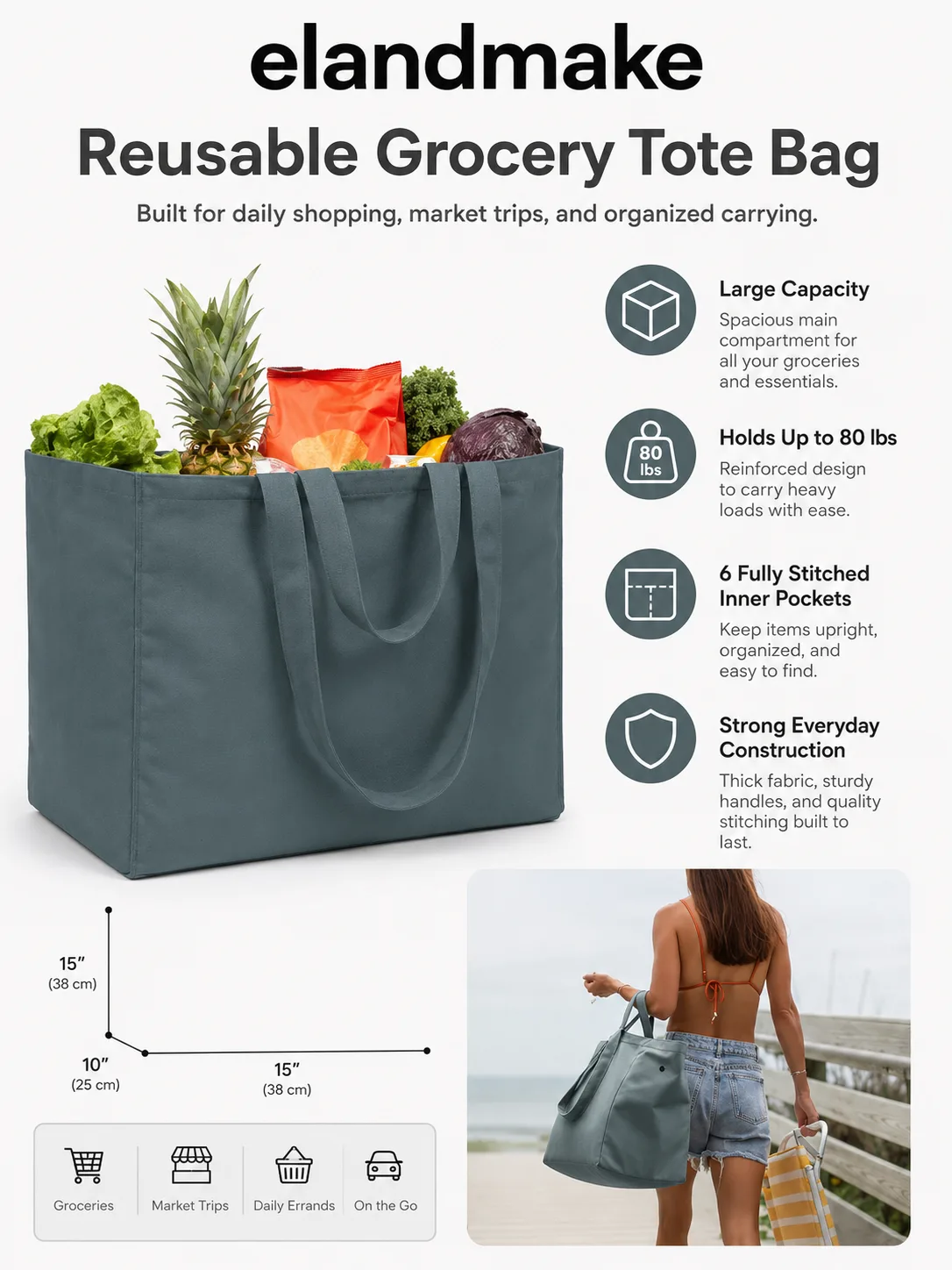 reusable grocery tote bag