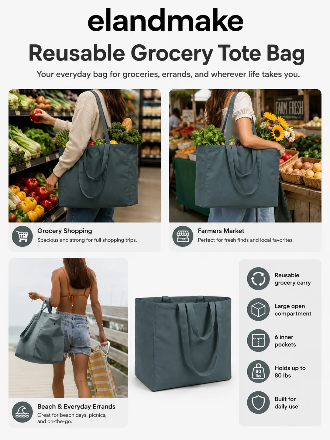 reusable grocery tote bag