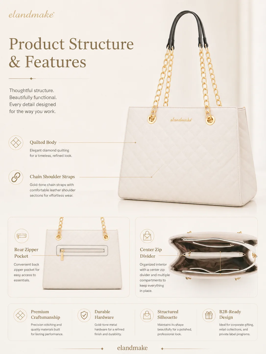 quilted chain shoulder bag manufacturer