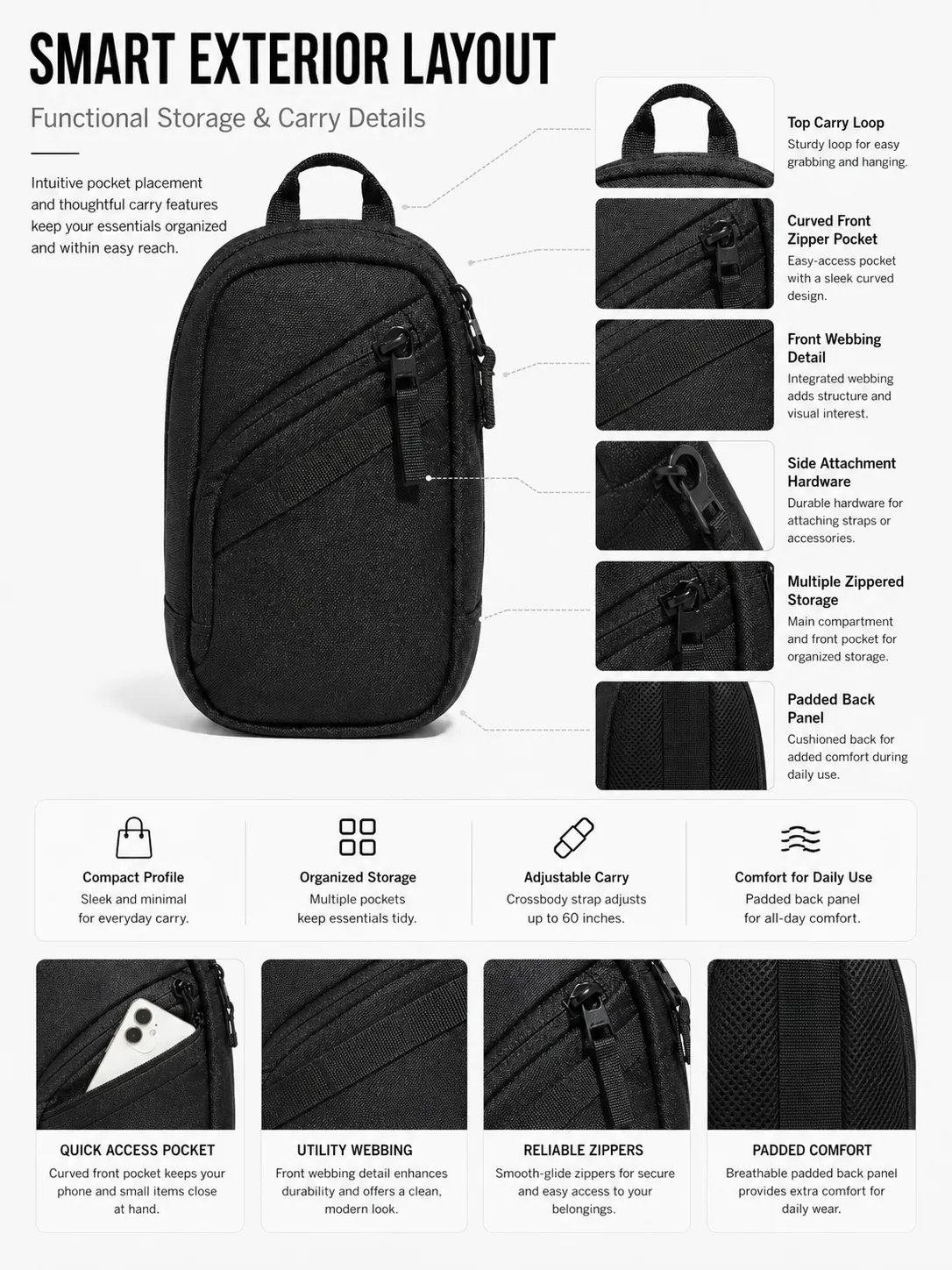 Custom Sling Crossbody Bag Supplier