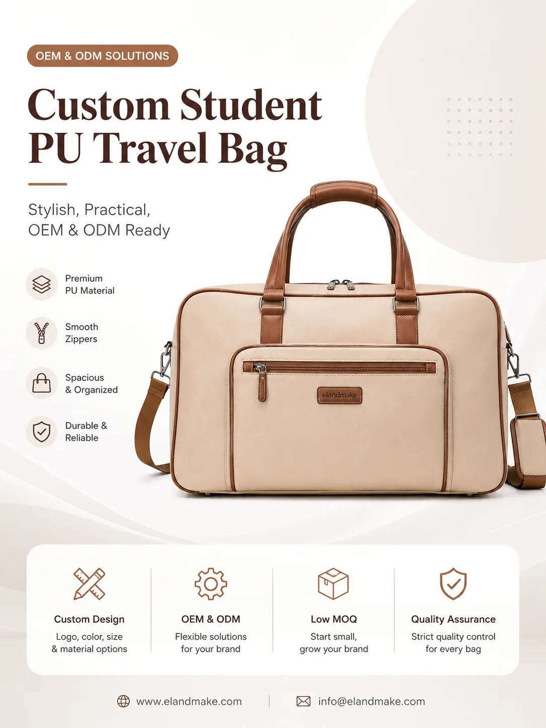 Custom Student PU Handheld Travel Bag
