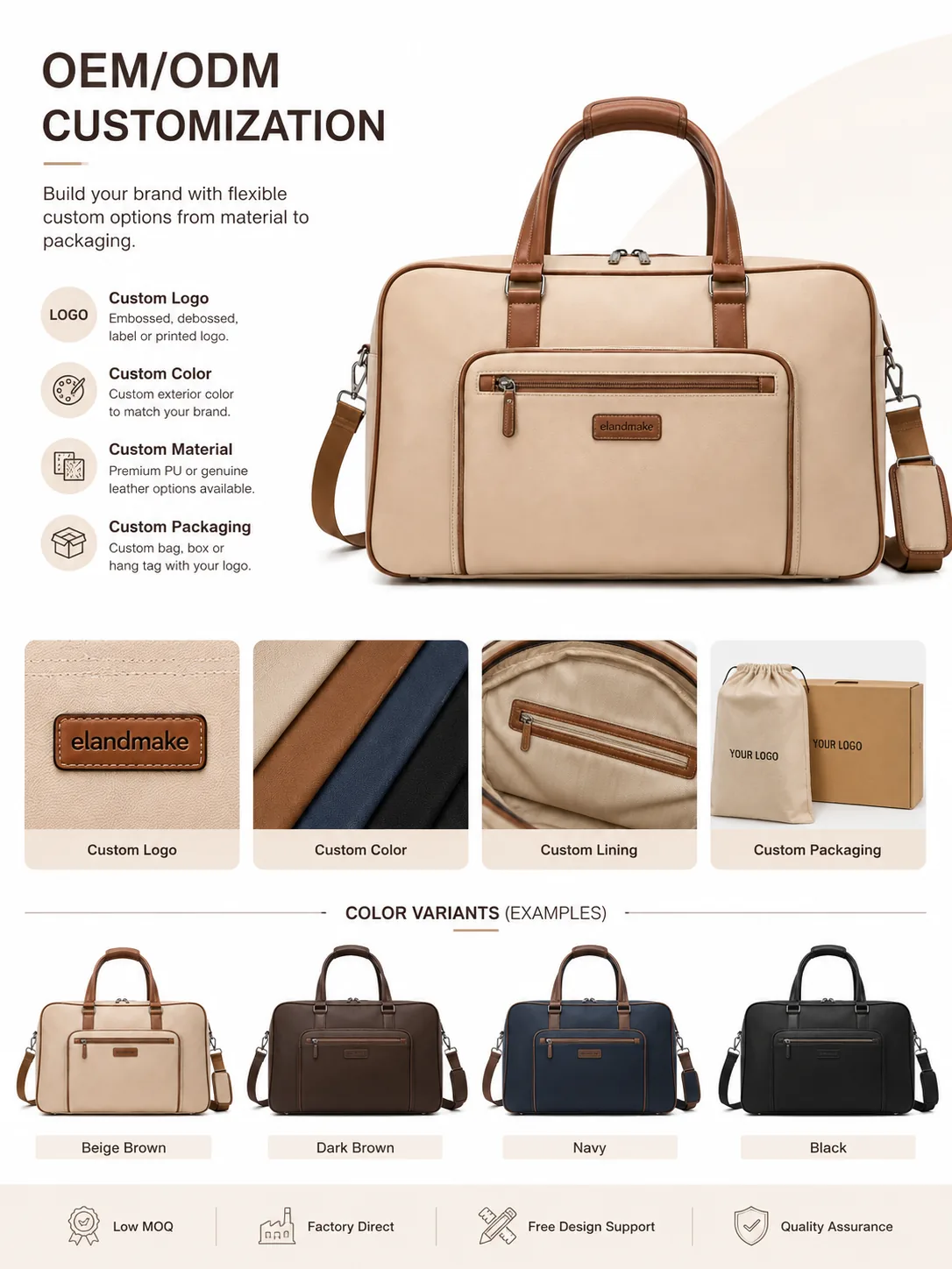 Custom Student PU Handheld Travel Bag