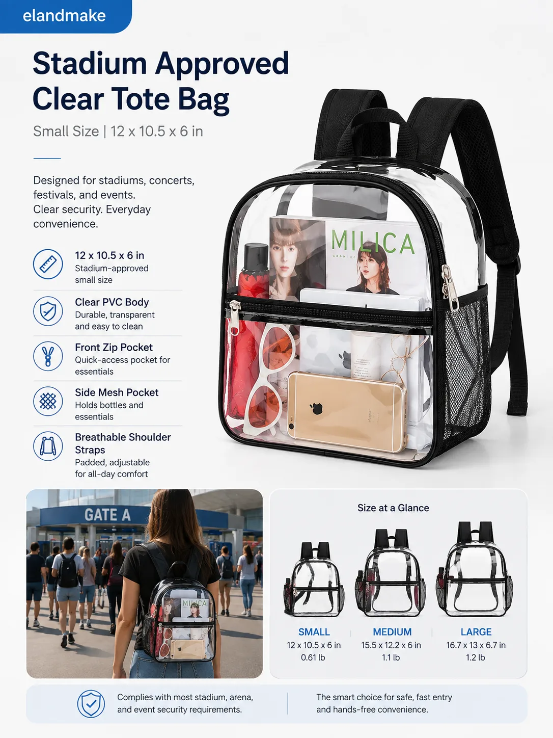 Stadium Approved Clear Tote Bag Supplier