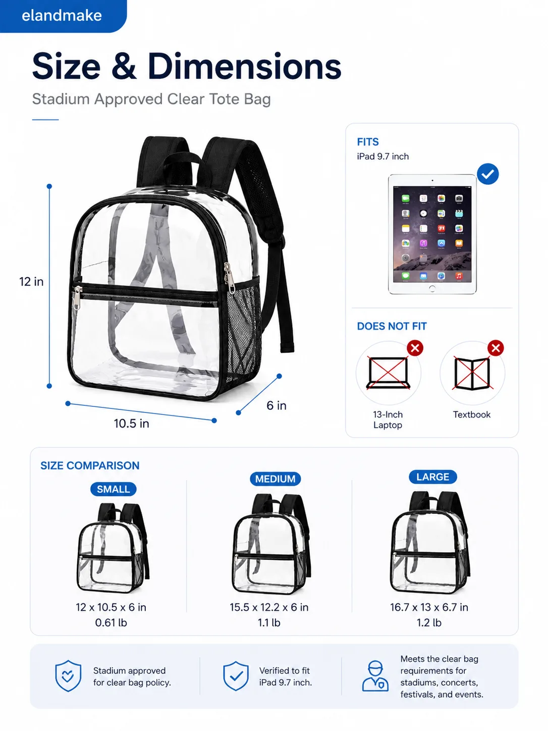 Stadium Approved Clear Tote Bag Supplier