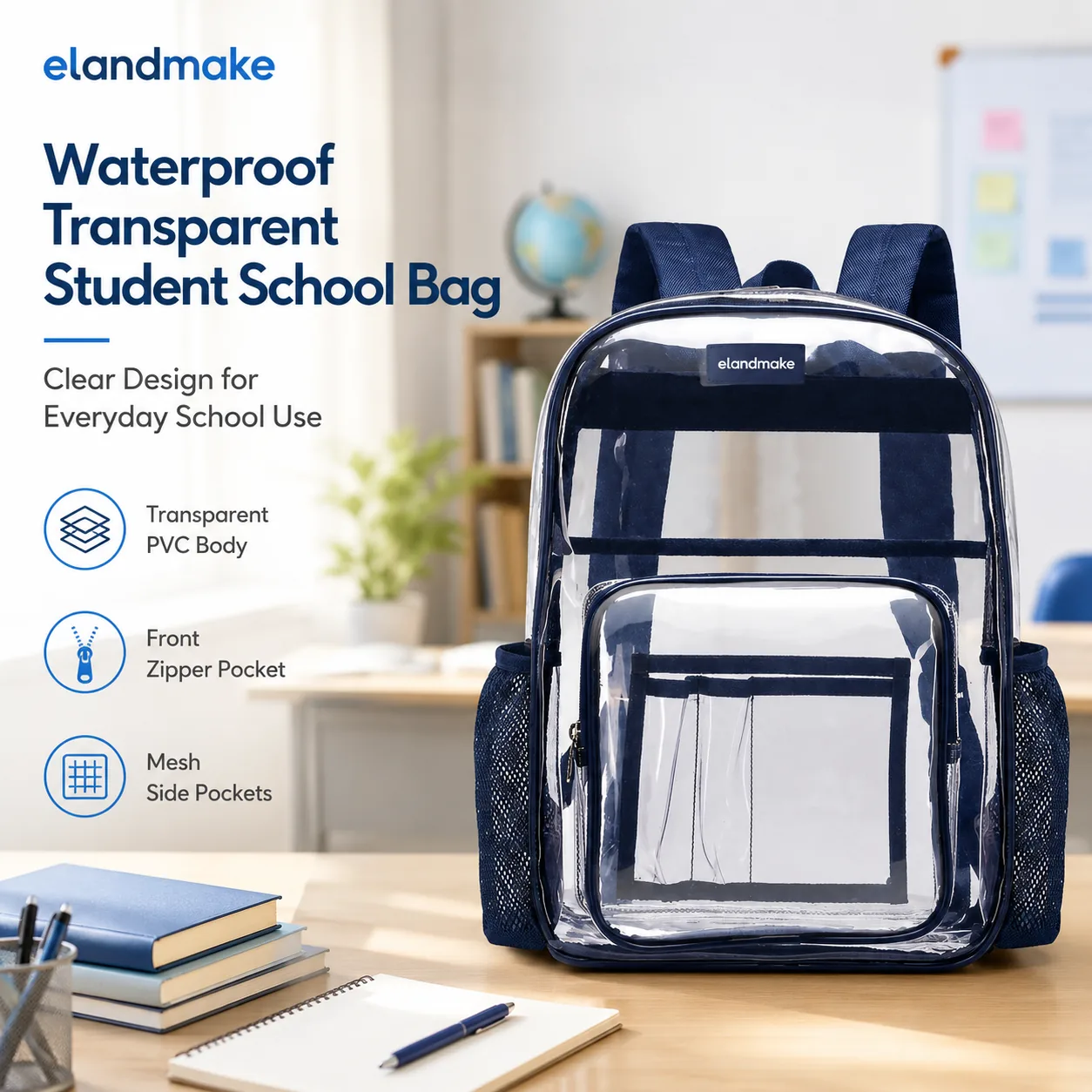 Custom Waterproof Transparent Student School Bag