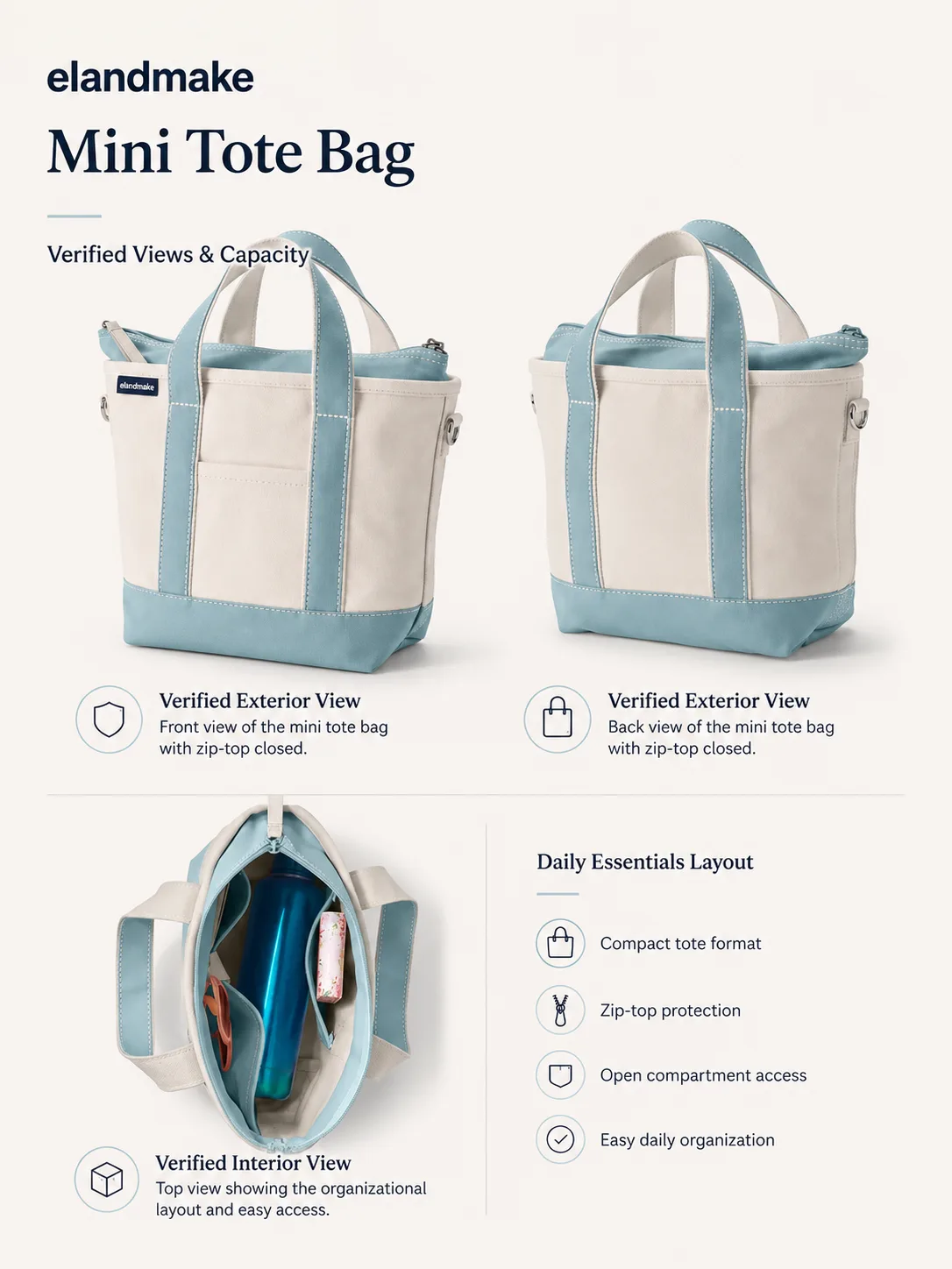 zip top canvas tote
